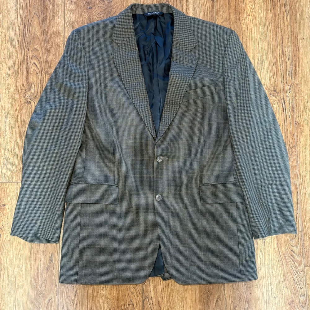 Jos A Bank 100% Wool Blazer 40R Mens Houndstooth Sportโ Coat Gray Luxury